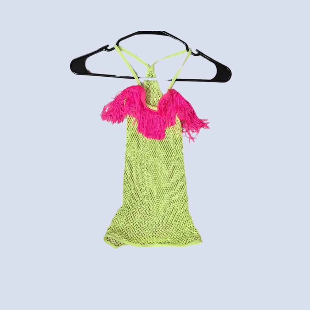 Neon yellow fishnet top